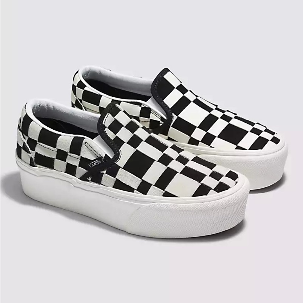 RARE. COLLECTORS VANS. CLASSIC SLIP-ON STACKFORM WOVEN CHECK SHOE